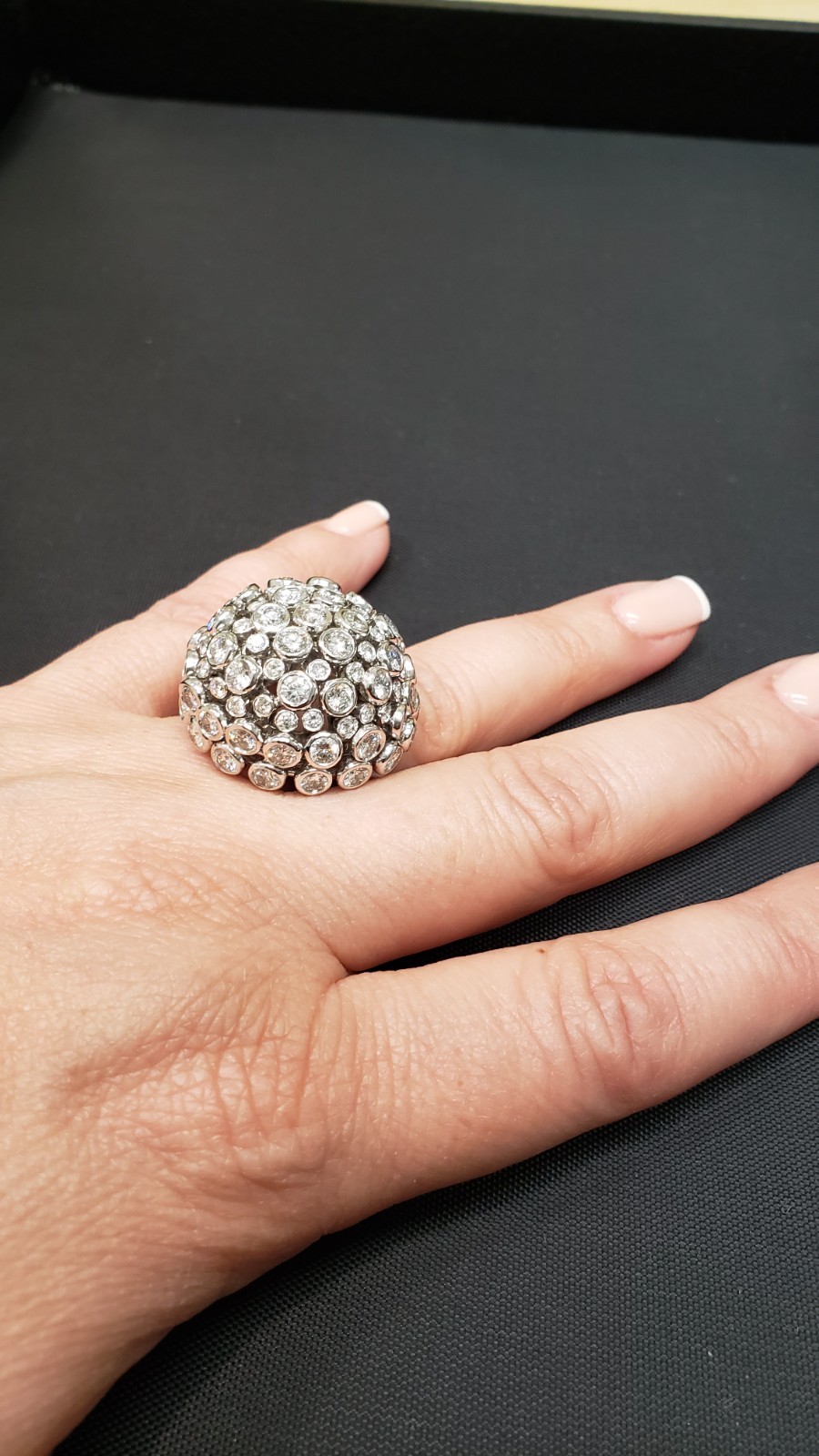 Diamond White Gold Bombe Ring in 18k
