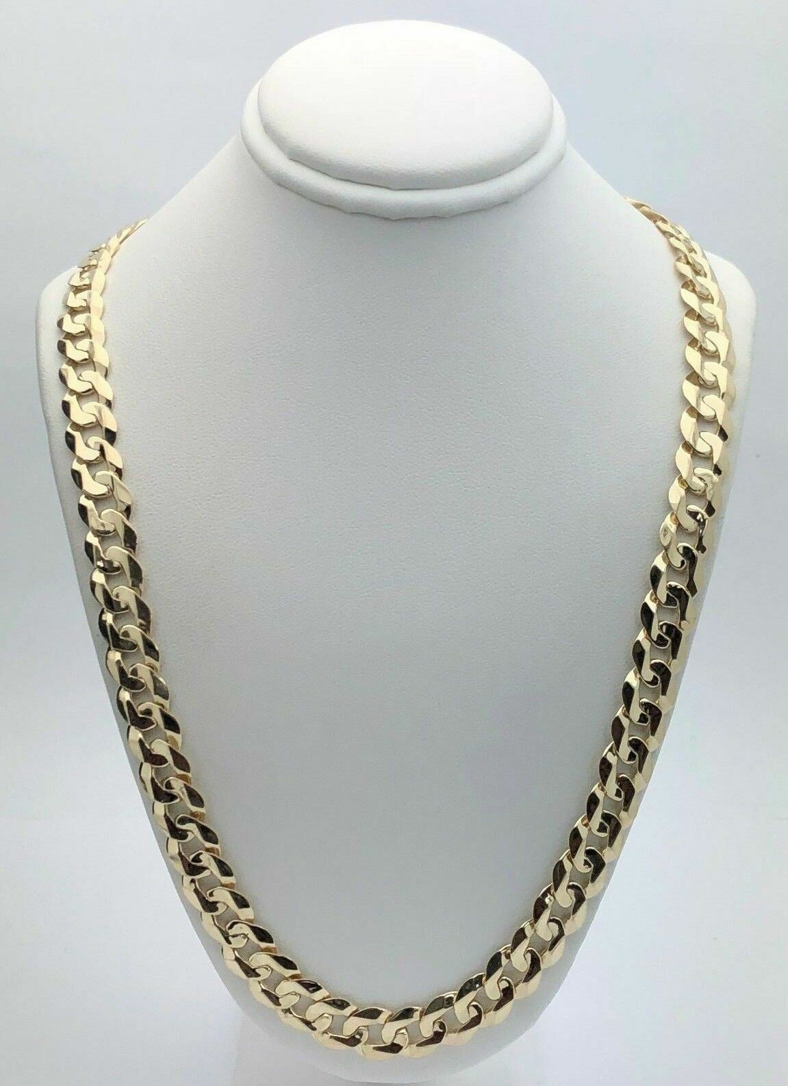 14k Yellow Gold Solid Curb Cuban Link Chain Necklace 22″ 9mm 46.6 grams