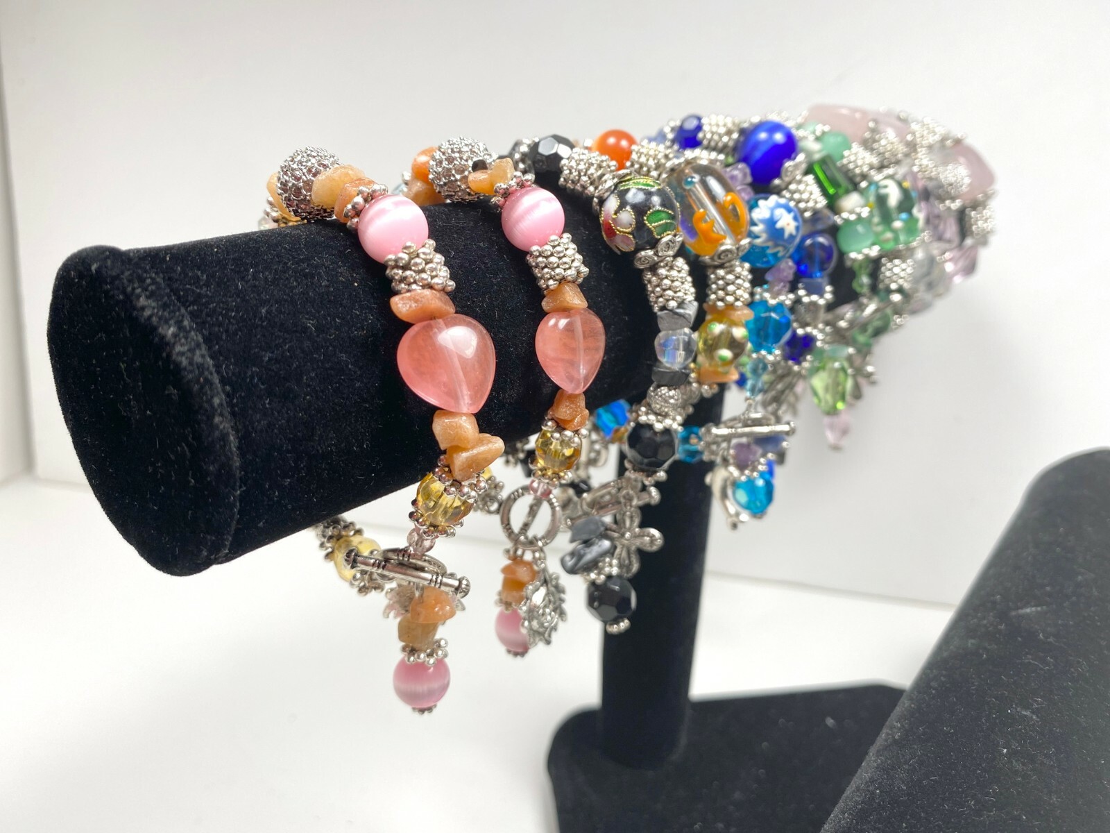 Colorful Bracelets Wholesale Lot of 12 Multi Color Angel Beaded Toggle Bracelet