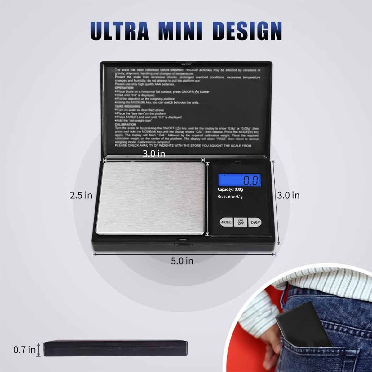 Scale, Digital Kitchen Scale for Cooking Baking, 0.1g/0.01oz Precise Graduation