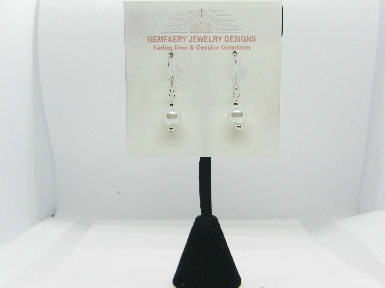 Sterling Silver South Seas White Shell Pearl Dangle Earrings #275…Handmade USA