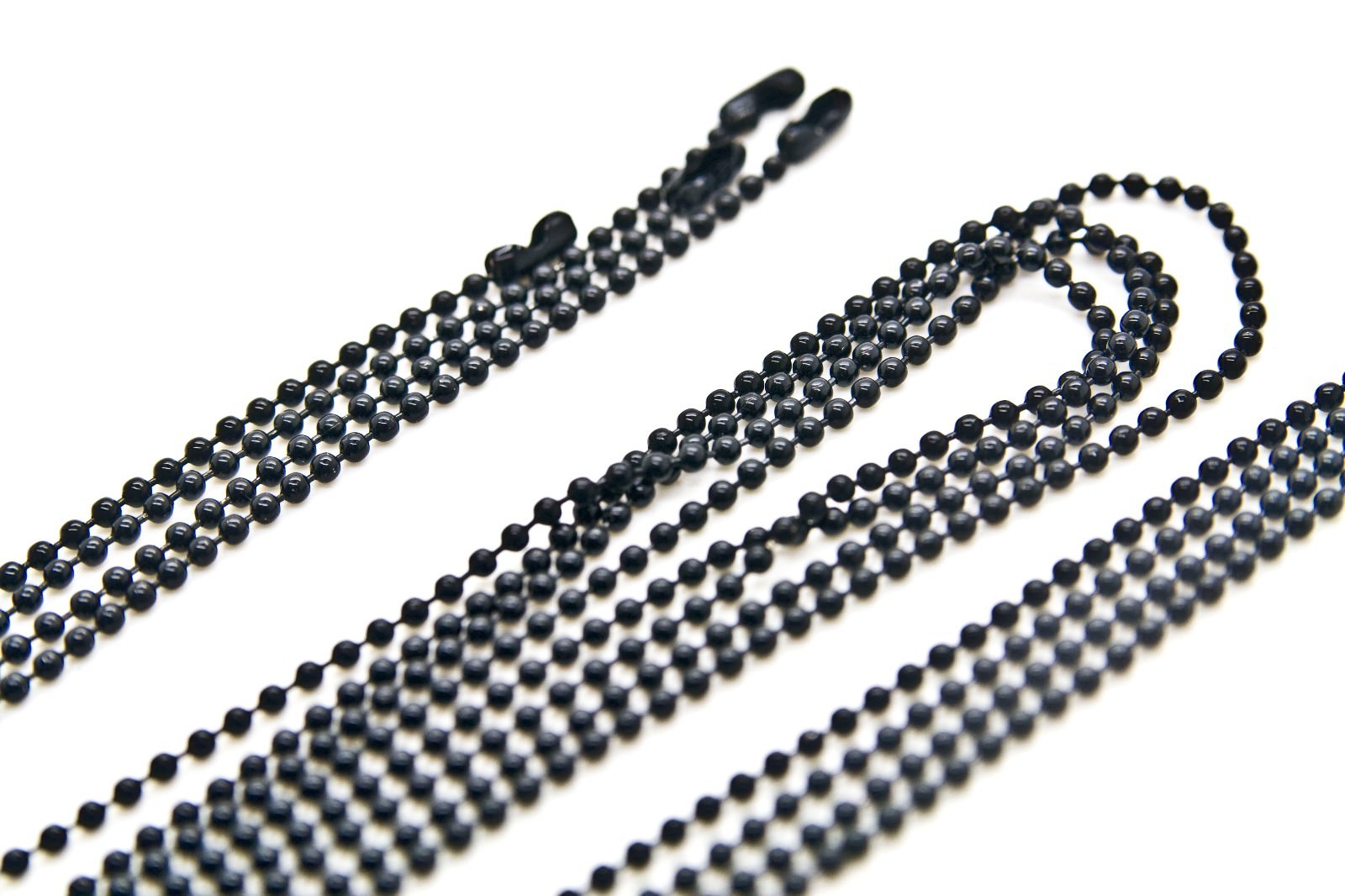 PACK OF 10 BALL CHAIN NECKLACES 24″ LENGTH BLACK EPOXY 2.4MM BEAD – USA SELLER