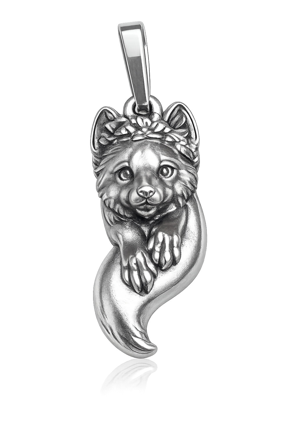 925 Sterling Silver Fox Pendant Animal Charm Cute Woodland Nature Necklace 30mm