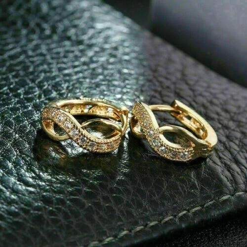 2Ct Round Simulated Diamond Infinity Women’s Hoop Earring 14K Yellow Gold Plated