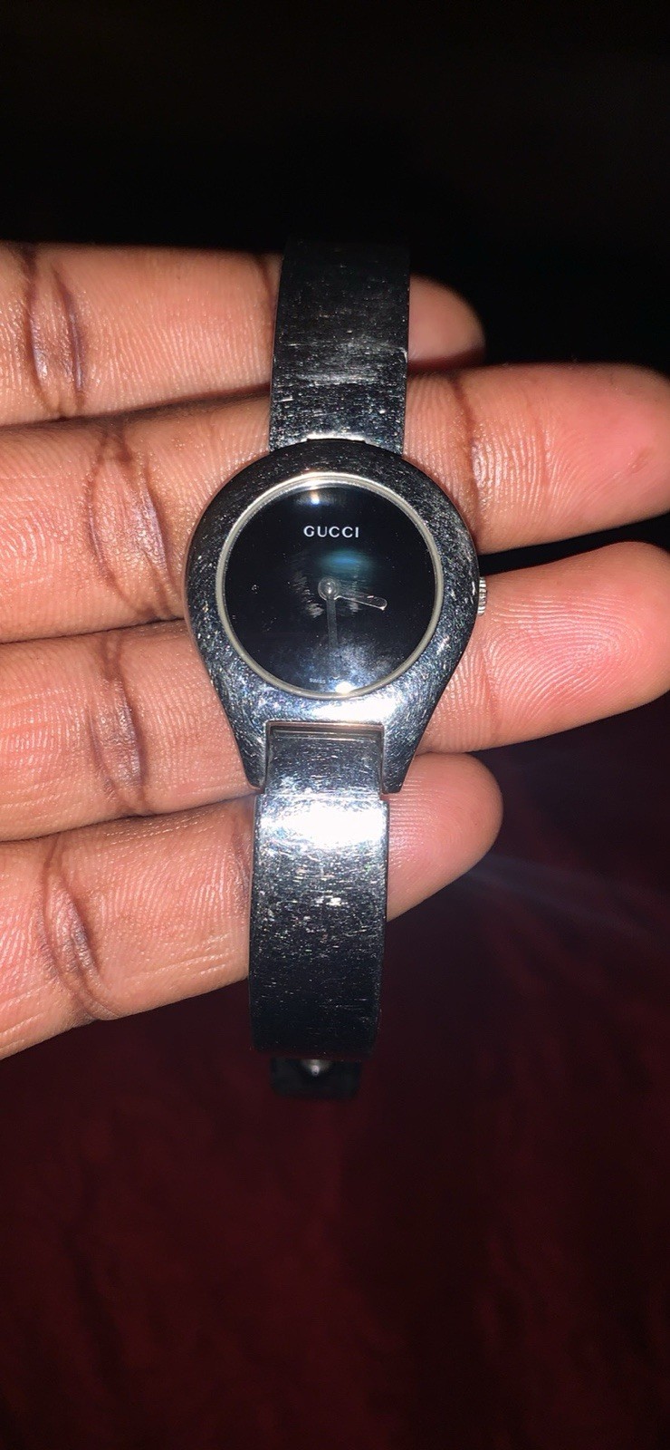 GUCCI 6700L Quartz Analog Silver Bangle Watch New Battery Auth w-12127