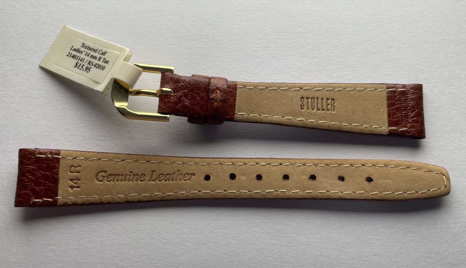 Stuller 14MM Regular Textured Calf Tan Watch Band