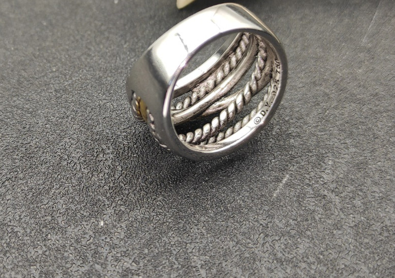 David Yurman 925 Sterling Silver Narrow Crossover Ring with 18k Gold Size 7