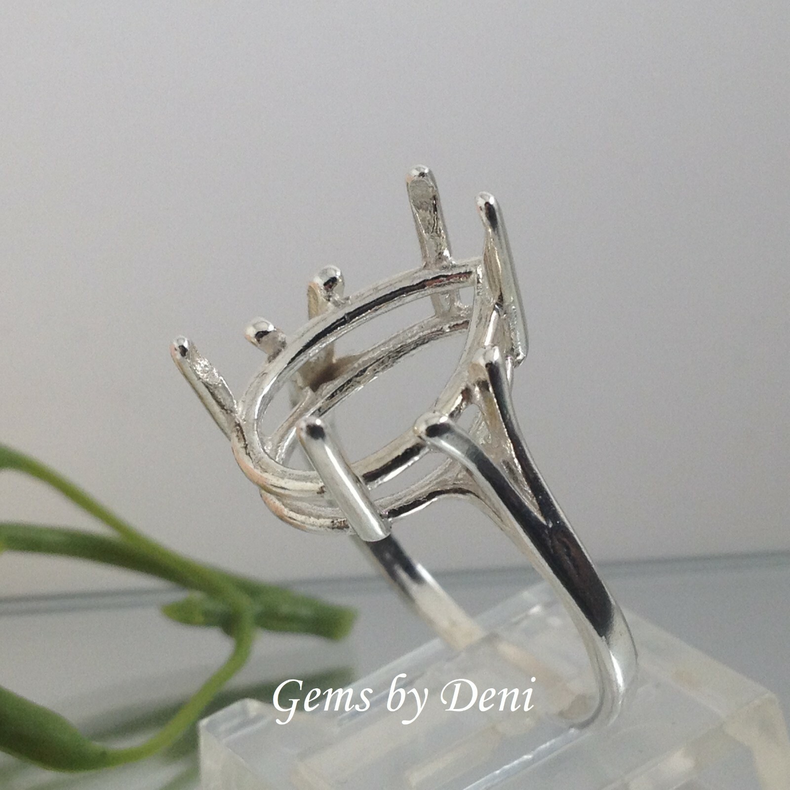 (7×5-20x15mm) Pear Wire Mount Sterling Silver Pre-Notched Ring Setting Size 5-9