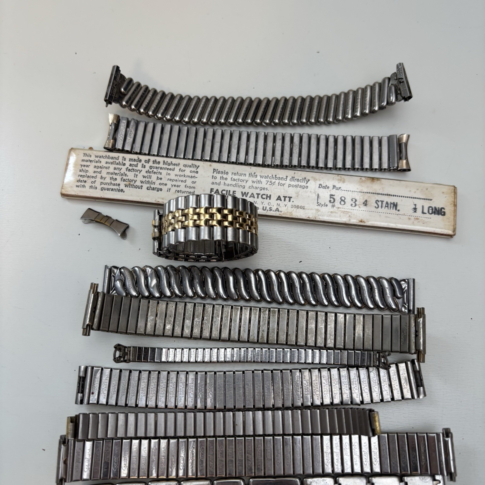 Vintage Junk Stainless Wrist Watch Bands Lot Parts Expansion Speidel & More