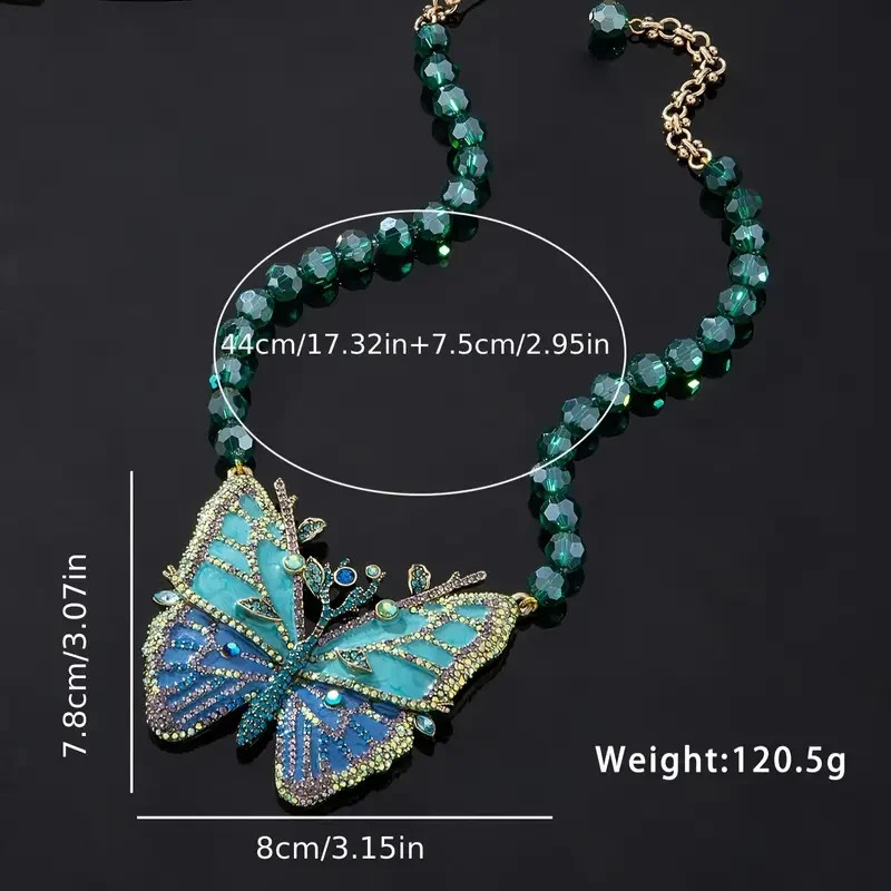 HEIDI DAUS signed “Madam Magnificence” Butterfly Necklace BLUE Aqua NWOT