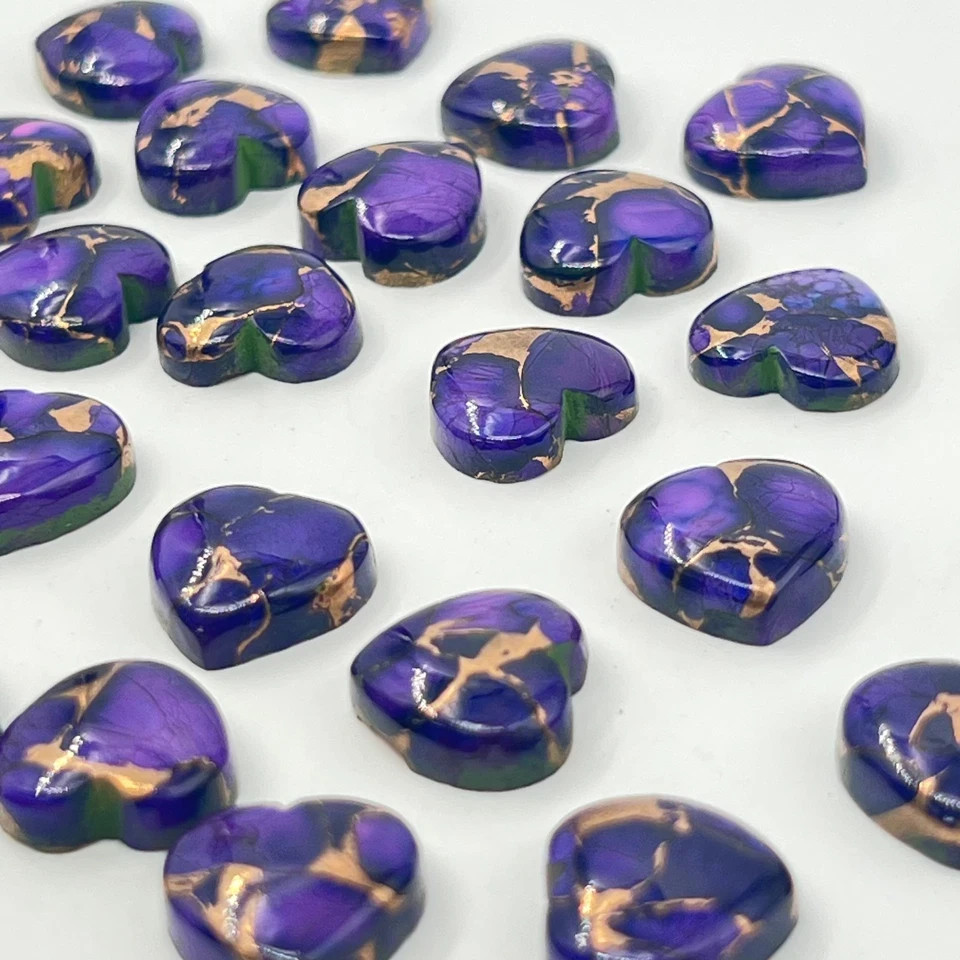 AAA+ Purple Rose Copper Turquoise Cabochon Heart Shape Loose Gemstone
