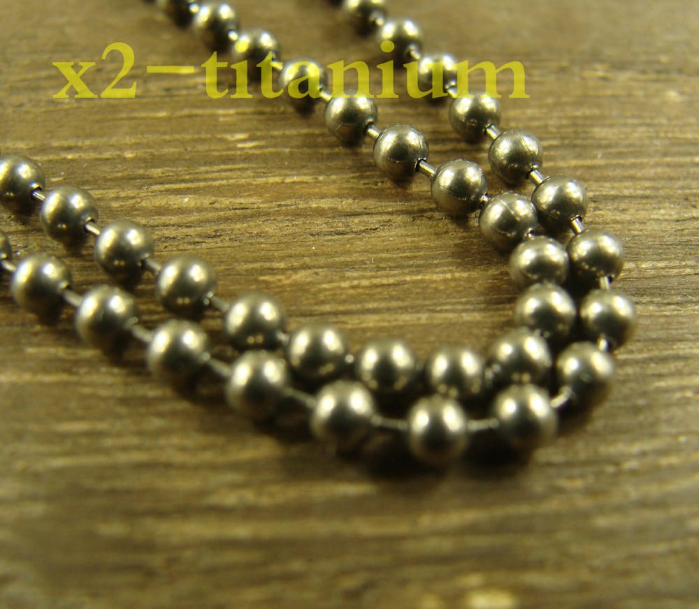 Pure Titanium 26 inch (66cm) ball bead chain 2.4mm necklace anti-allergy XH107A