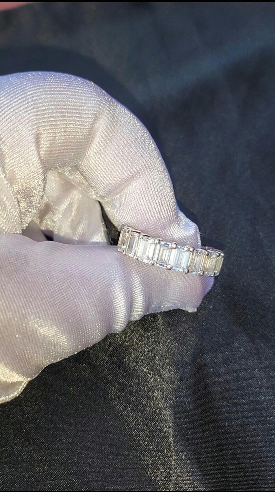 Lab Diamond Ring 8.5Ct Emerald Cut F Color VS1 925 Sterling Silver Bridal