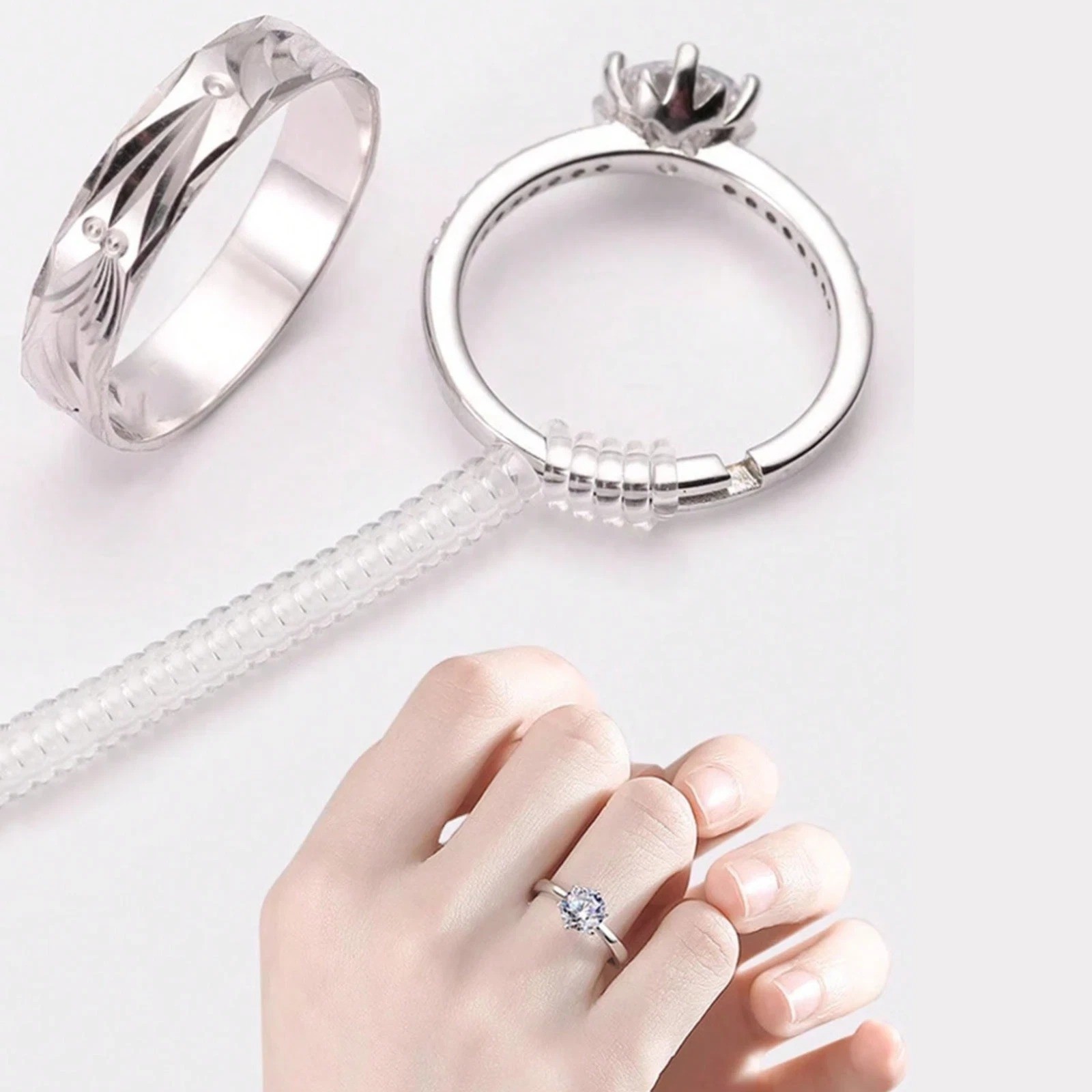 4PCS Invisible Ring Size Adjuster Clear Ring Guard Reducer Spacer for Loose Ring