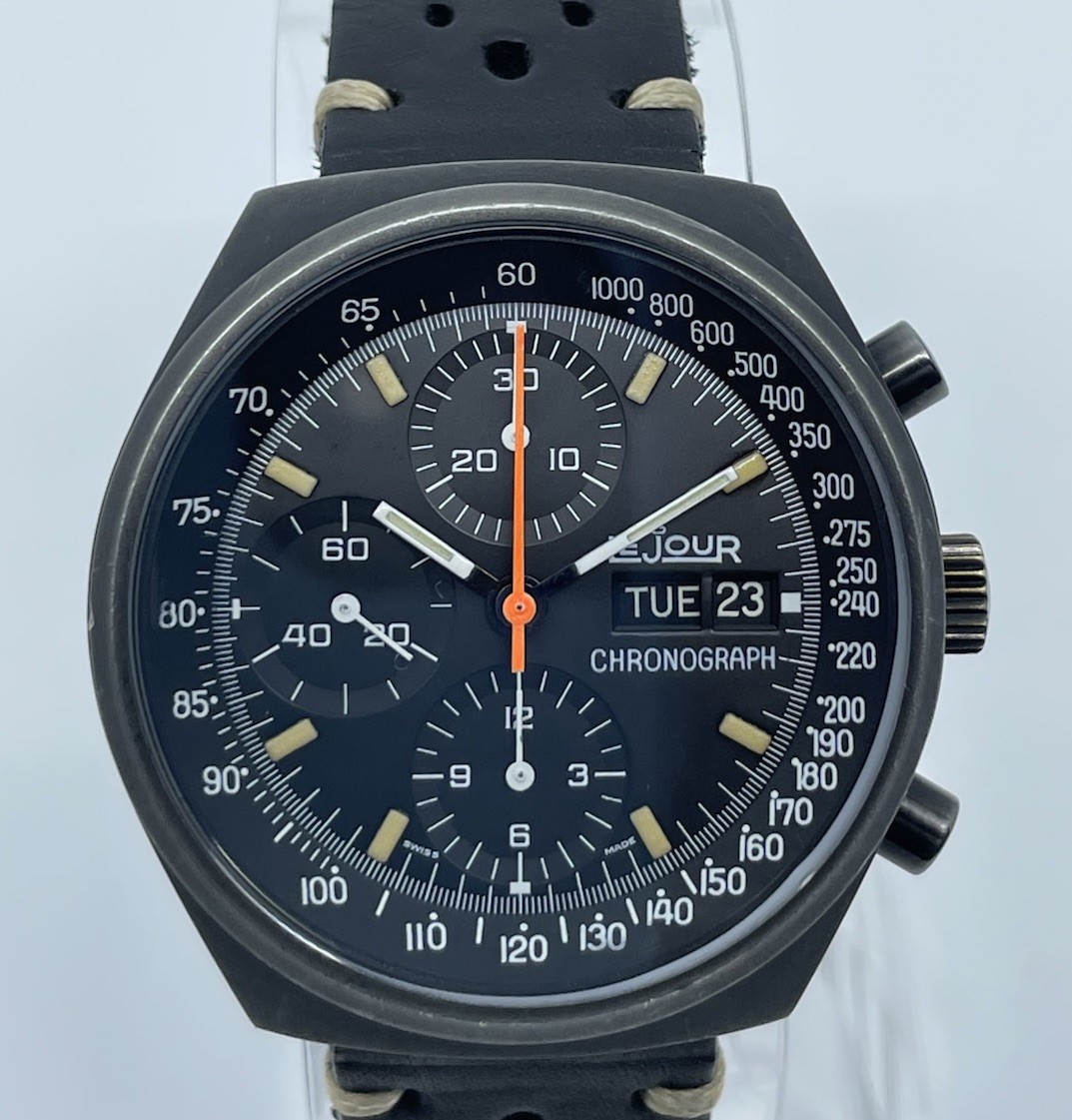 LeJour 7000 Chronograph Valjoux 7750 Black PVD, Serviced, Top Gun Era – 41mm