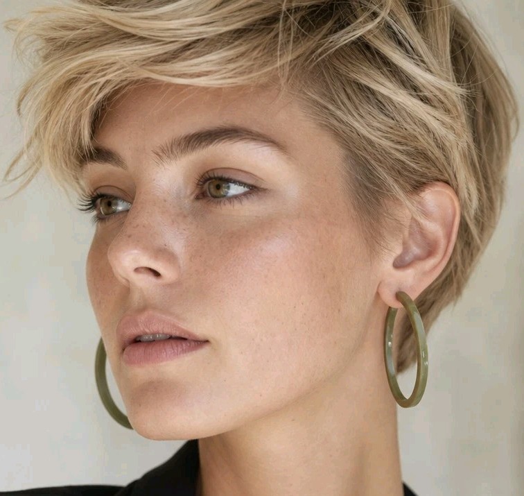 TOP SALE! Army Olive Green Acrylic Resin Hoop Earrings