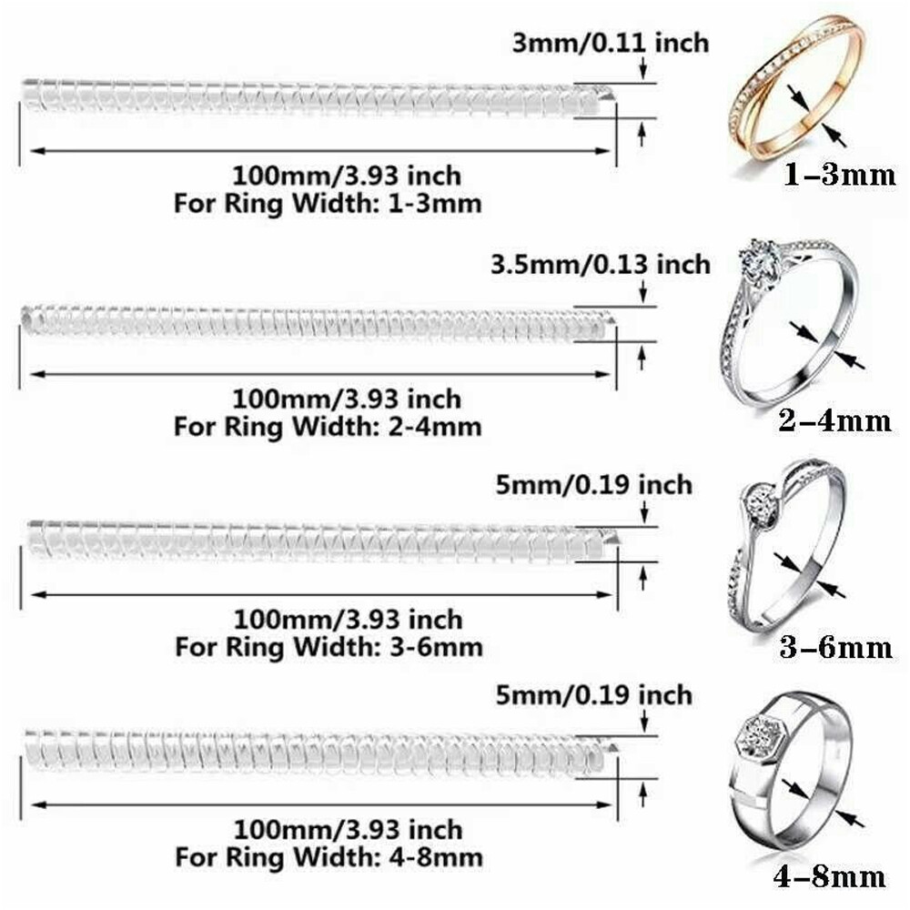 16PCS Ring Size Adjuster Invisible Clear Ring Sizer Guards Jewelry Fit Reducer