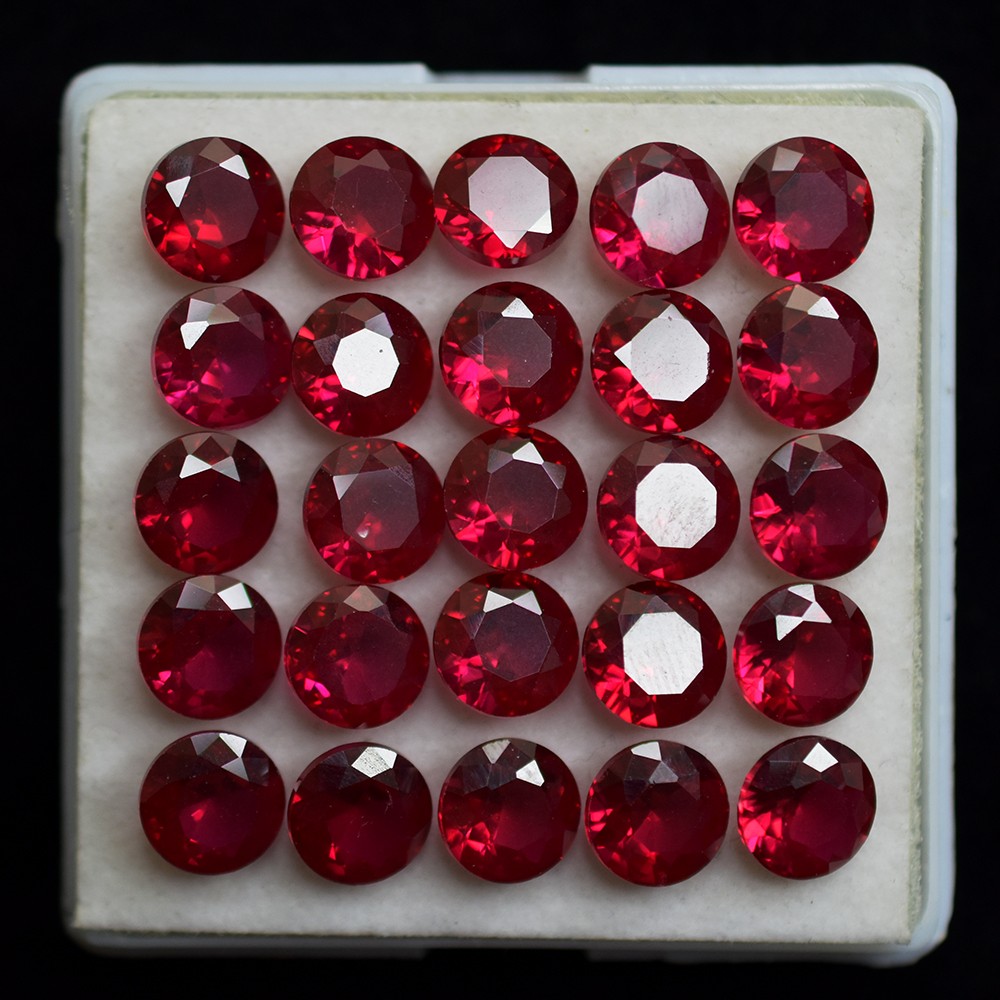 18 Pcs Natural Red Ruby Round Cut 5×5 mm Lot Burmese Certified Loose Gemstone