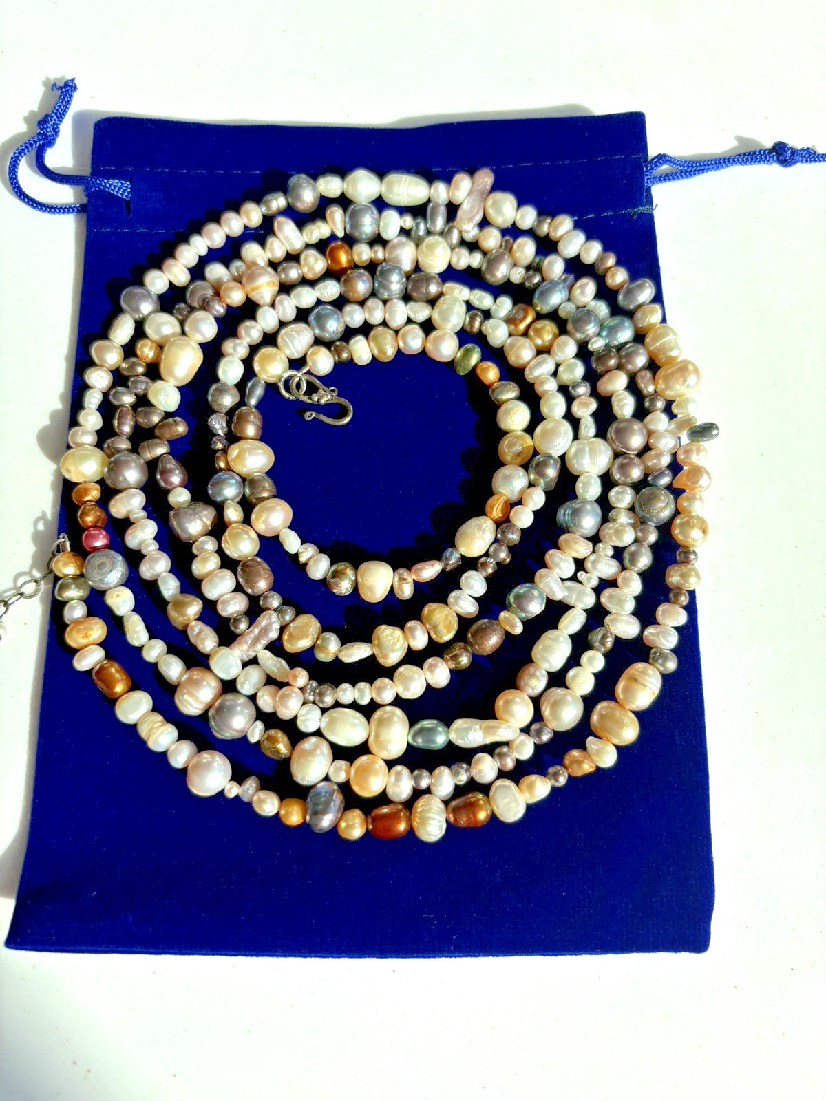 Multicolor Freshwater Pearl 69″ Long Necklace Iridescent Variation