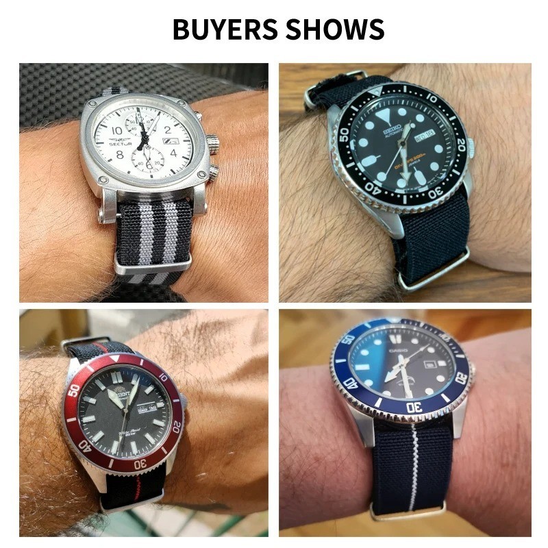 Premium Nylon Watch Strap Stitched Military Style Durable Adjustable Replacement