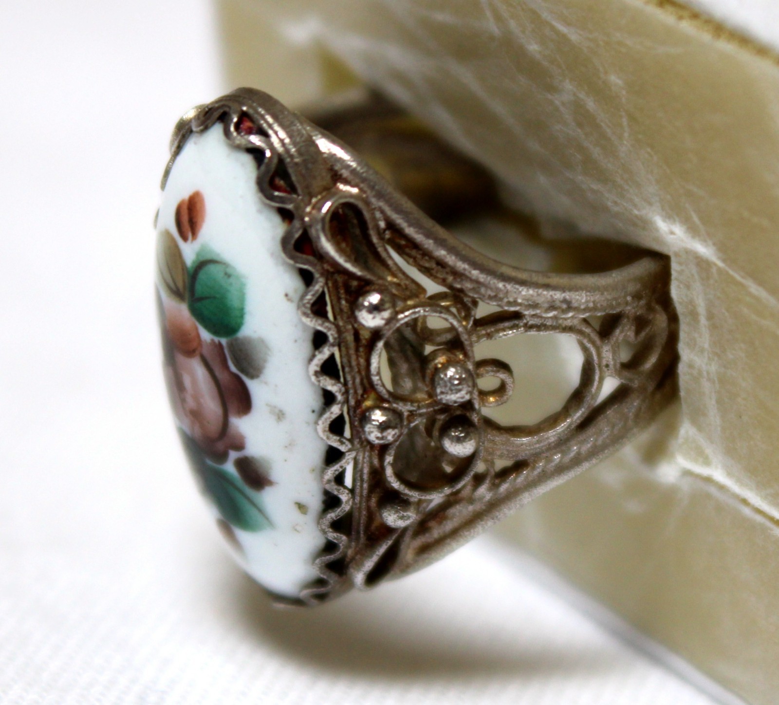 Vintage Russian Hand Painted Enamel Rings 4 Variation Finift Technique #89,92,98