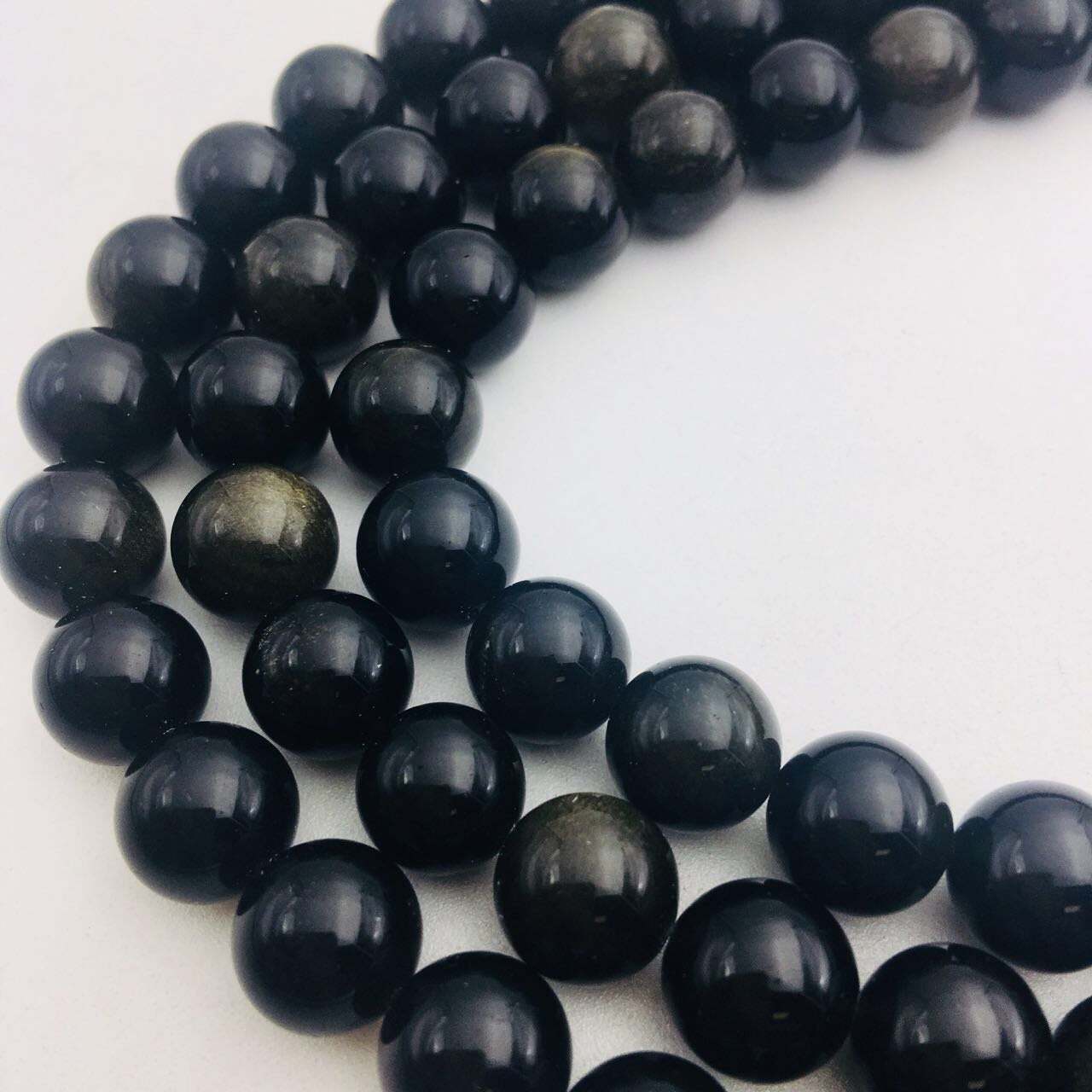 Gold Sheen Obsidian Smooth Round Beads 4mm 6mm 8mm 10mm 12mm 15.5″ Strand