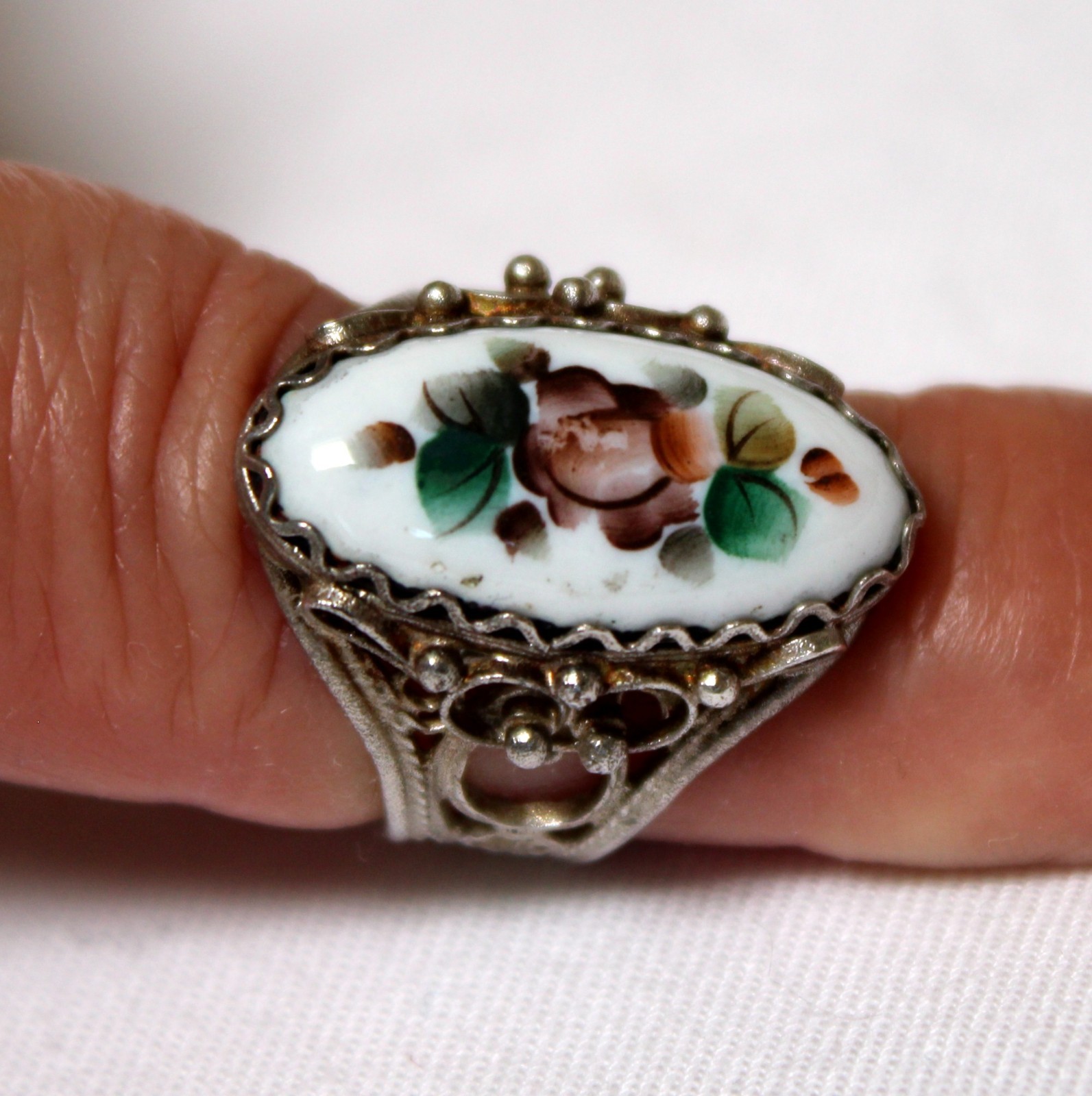 Vintage Russian Hand Painted Enamel Rings 4 Variation Finift Technique #89,92,98
