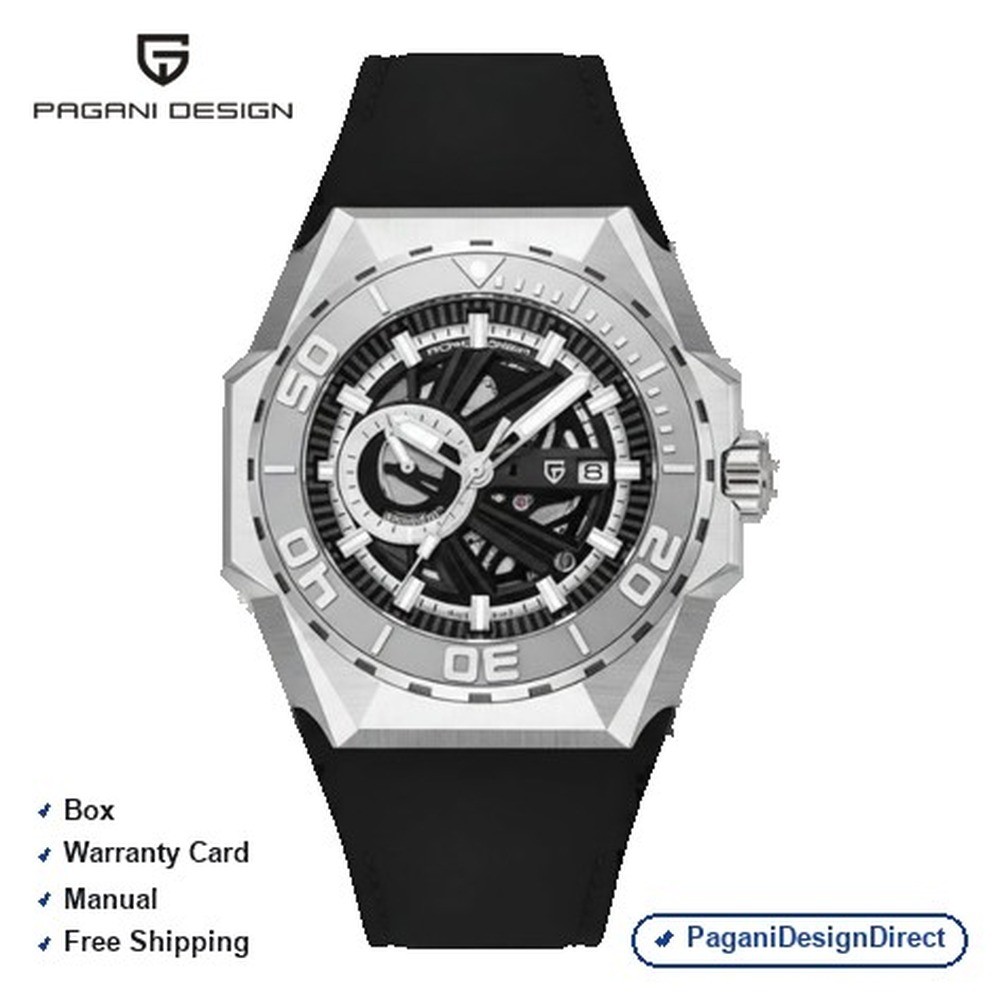 Pagani Design PD-YS007 Black Skeleton Rubber Automatic Men’s Watch