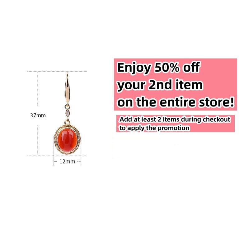 Red Jade Drop Dangle Earrings Gemstone Boho Minimalist Hook 18K Gold Plated