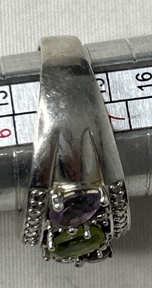 Sterling Silver Multi Gemstone Cluster Ring size 6.75