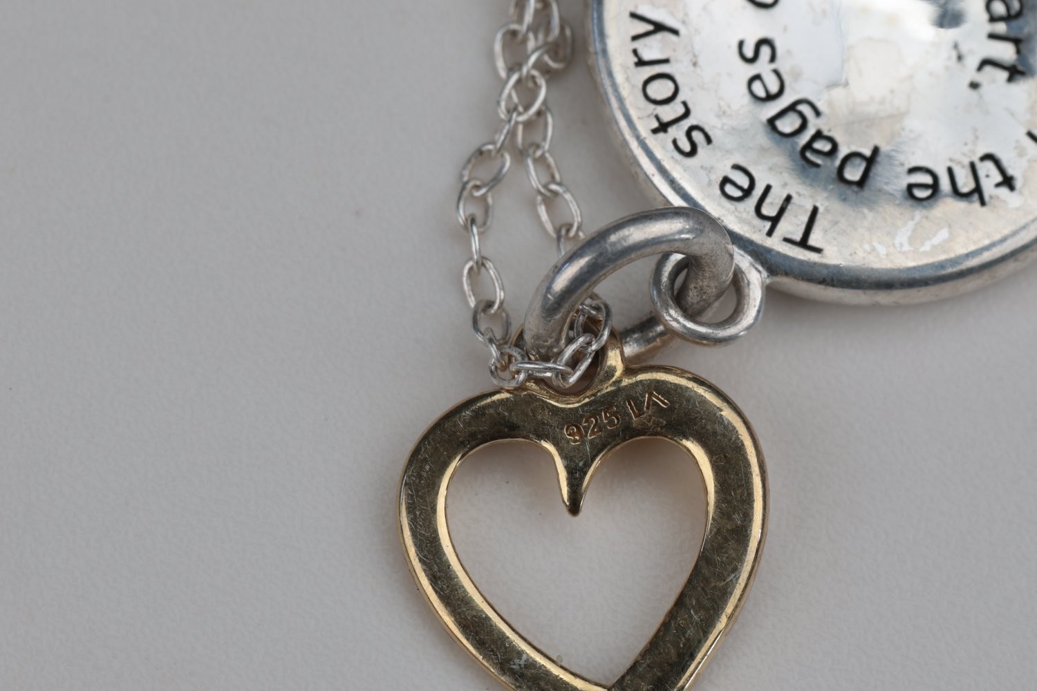 Sterling Silver Friendship Heart Pendant Necklace 925 Italy 18 Inch 4.28g
