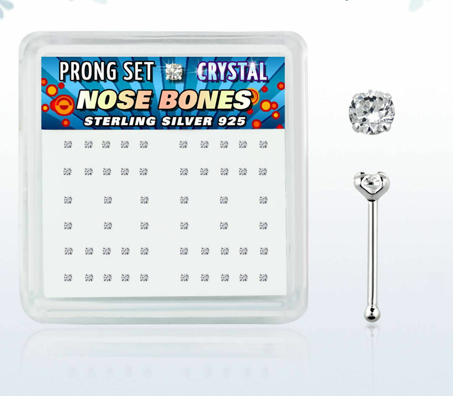 1-10 Set 22g (0.6mm) Tiny Silver Nose Bone Studs 1.25mm CZ Crystal Prong Top US