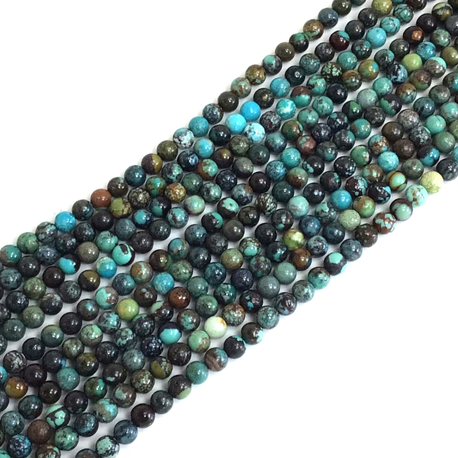 4mm Grade AAA Genuine Natural Turquoise Blue Green Smooth Round Loose Bead 15″