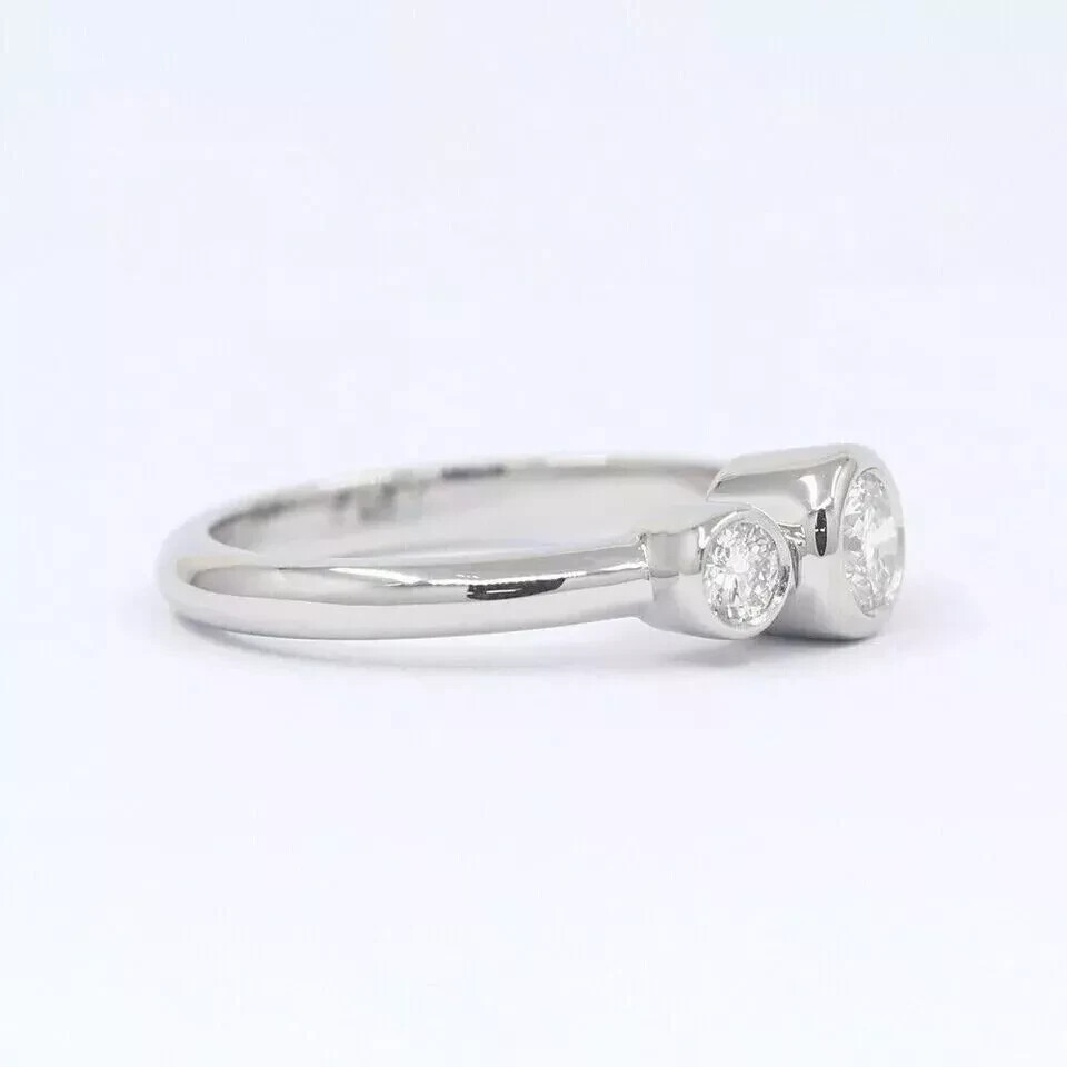 2CT Round-Cut Lab Created Bezel 3Stone Engagement Ring 14K White Gold Plated