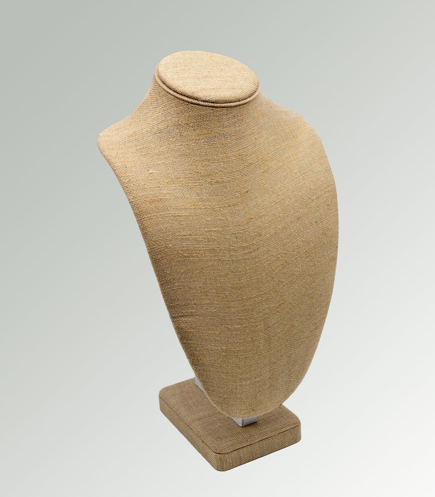 Modern Burlap Linen Necklace Display Mannequin Showcase Jewelry Bust 16″ Tall