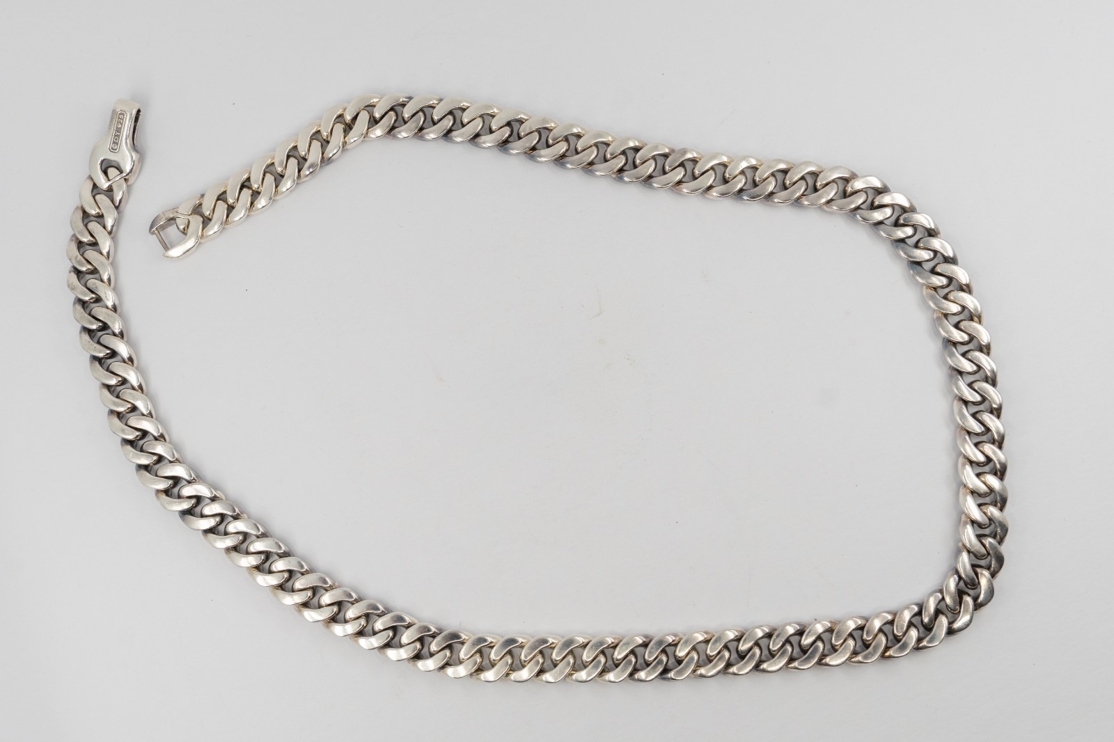 David Yurman Curb Chain Necklace Sterling Silver with Black Diamonds 11.5mm