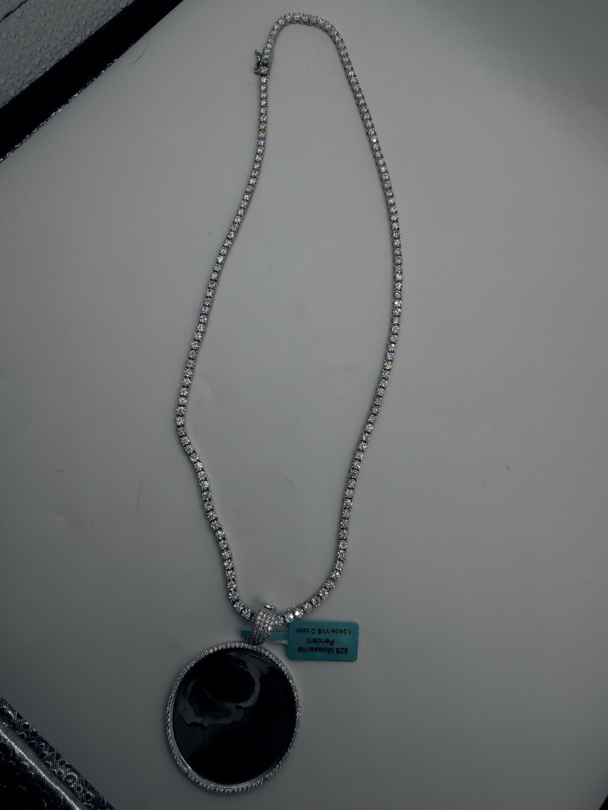Moissanite 3.2mm Tennis Chain 20” & 925 Sterling Silver Iced Vvsd Pic Pendant