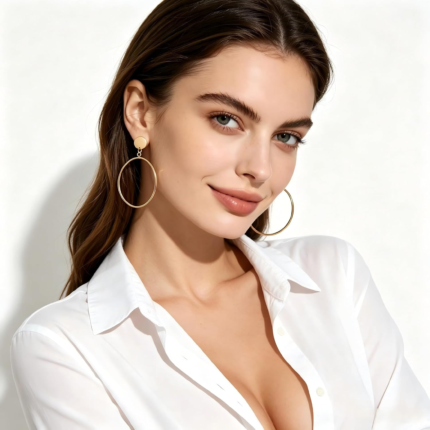 Geometric Double Circle round Stud Earrings Women’S Lucky Number 8 Shape Hollow