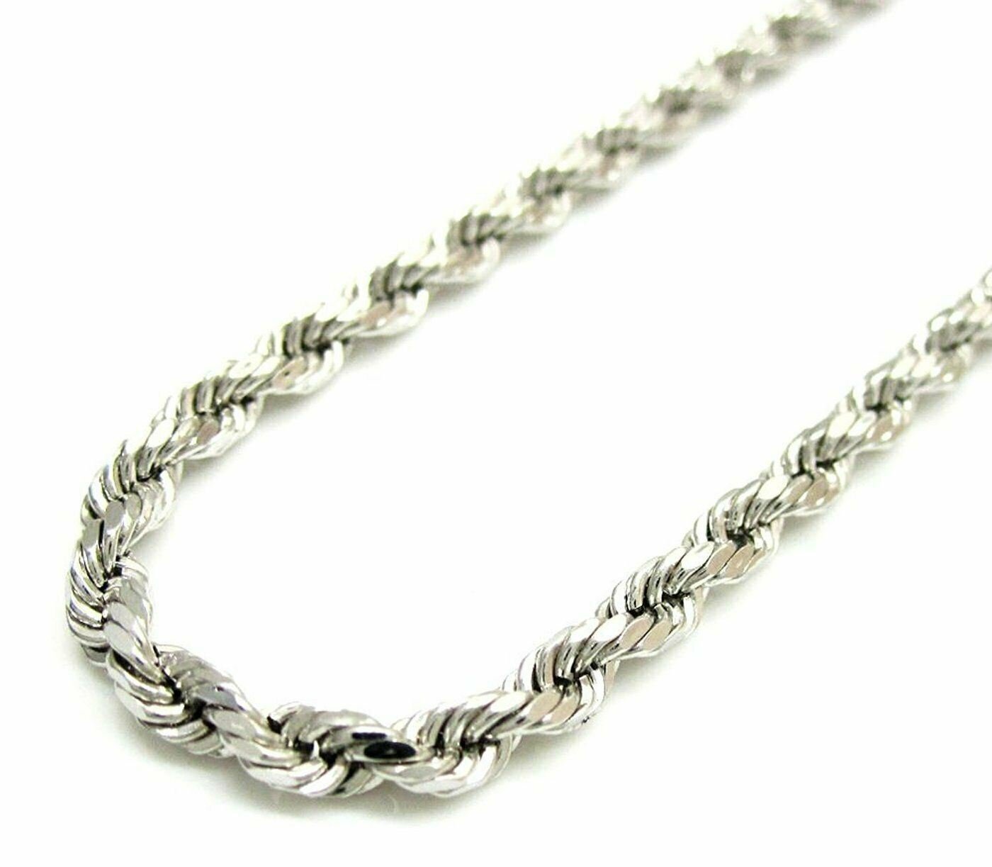 Solid Sterling Silver Italian Rope Chain Mens Necklace 4.50mm – Diamond Cut