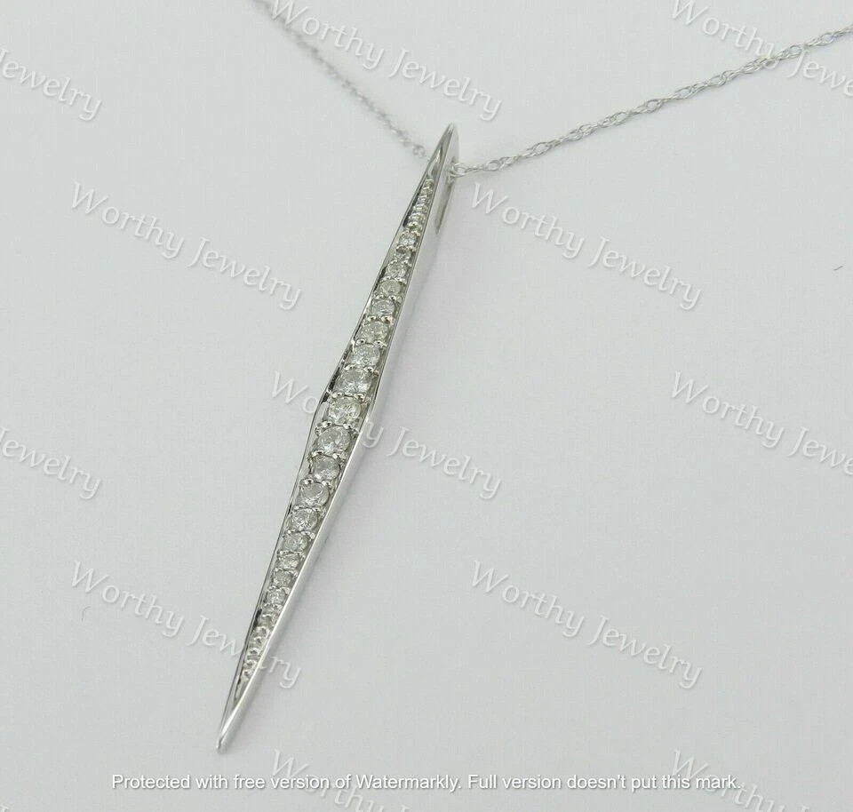 0.60Ct Round Cut VVS1/D Diamond Bar Pendant 14K White Gold Finish 18″ Free Chain