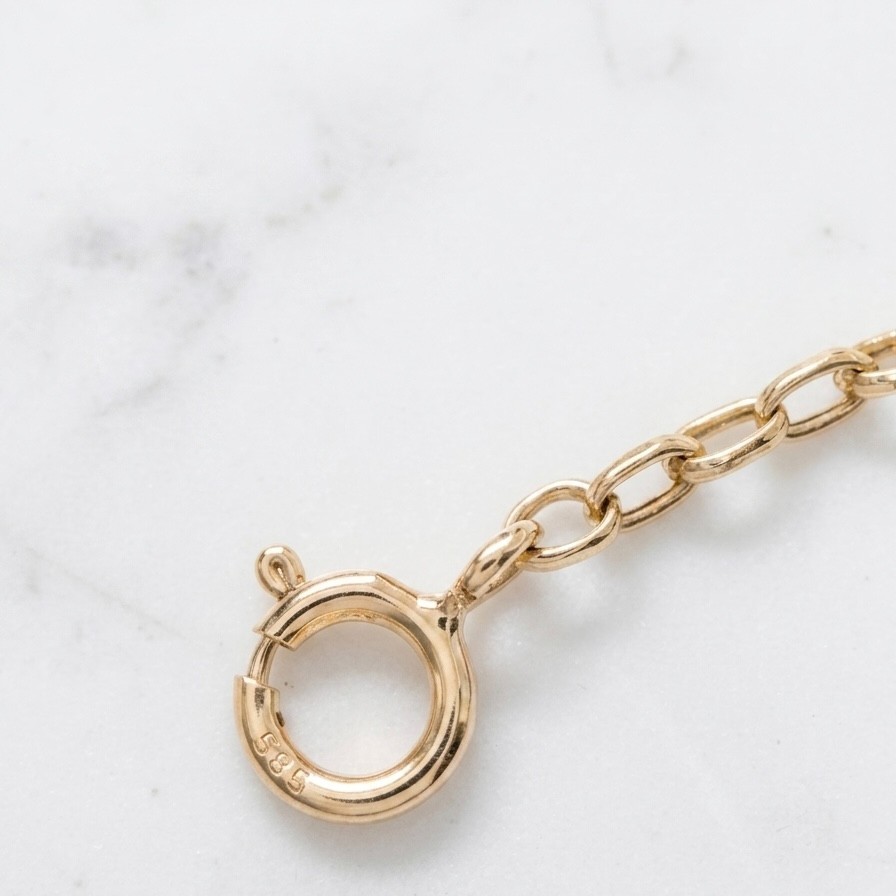 Oval Cable Chain Necklace Extender for Pendant Charm REAL 14K Yellow Gold 2.0mm