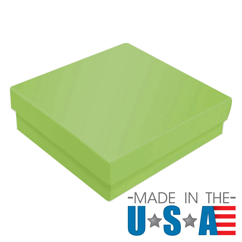 Premium Lime Green Cotton Filled Jewelry Gift Packaging Boxes 100 ~ 200 ~ 500