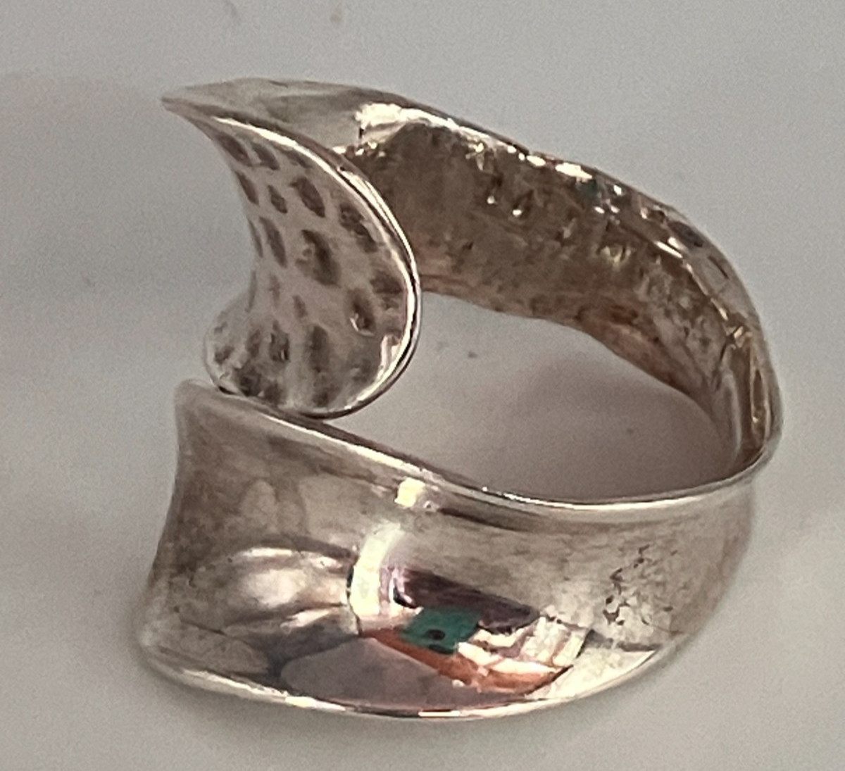 Sterling Silver Hammered and Smooth Hand Made Bypass Ring Size 9.5