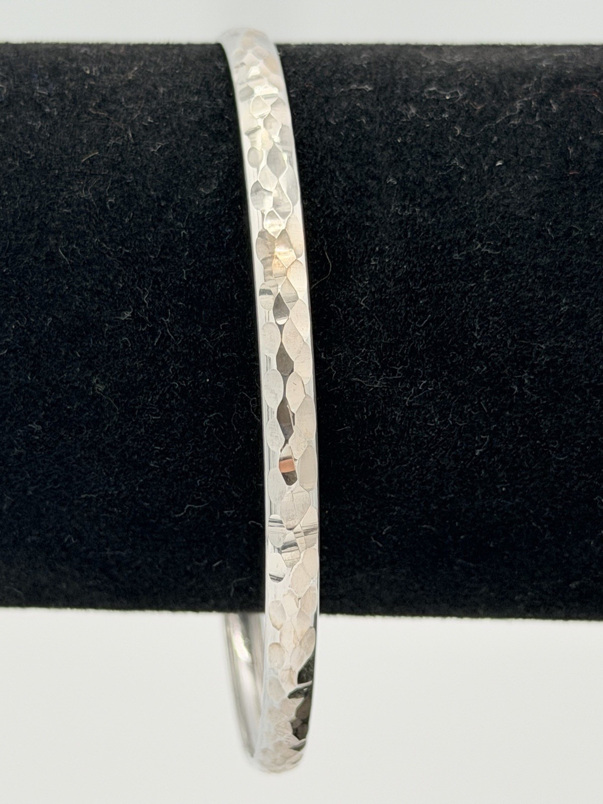 925 Sterling Silver Hammered Textured Bangle Bracelet 4.2mm 4g New