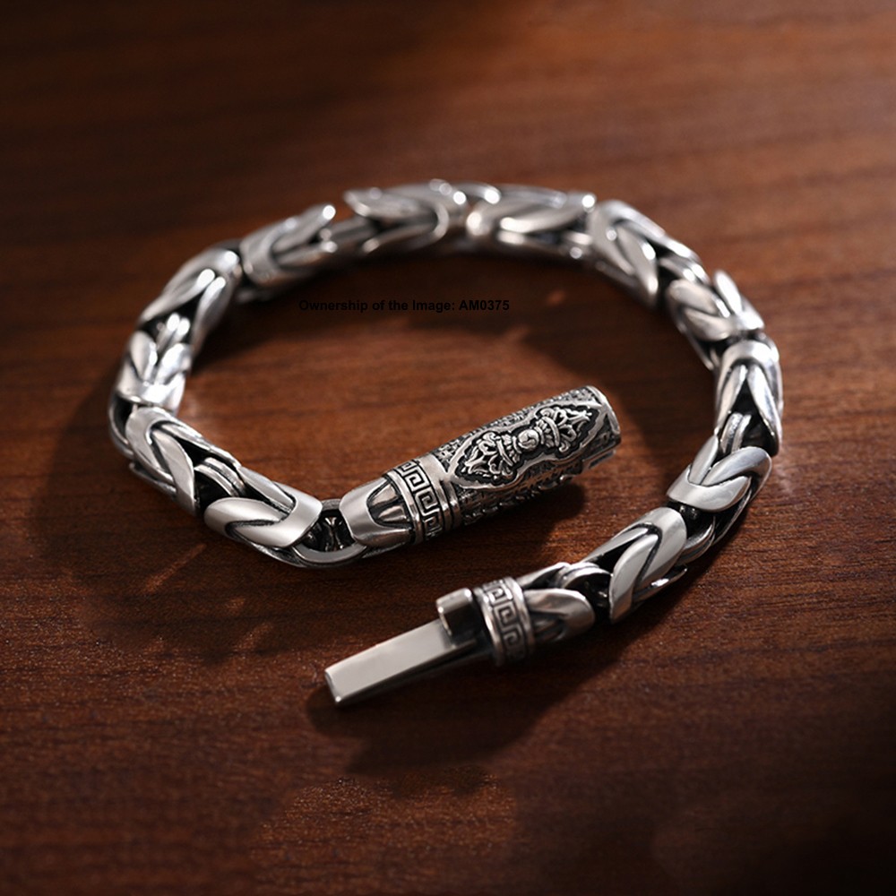 Pure 925 Silver Byzantine Link Chain Bracelet for Men/Women Vintage Look 5mm W