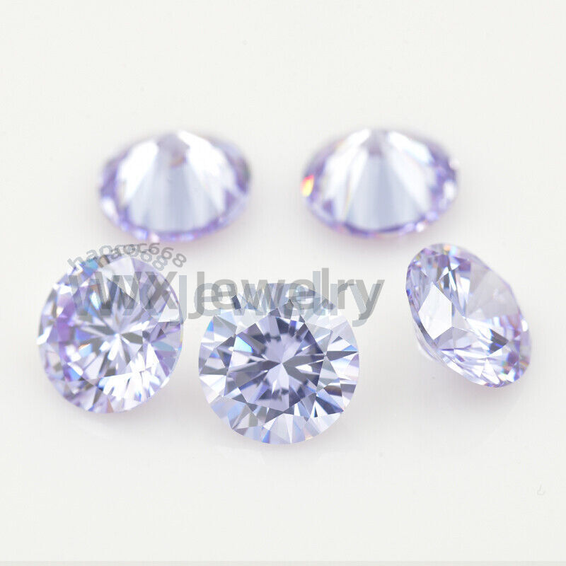 500pcs 0.7～20mm Round Cut Lavender Loose cubic zirconia AAAAA CZ stone Quality