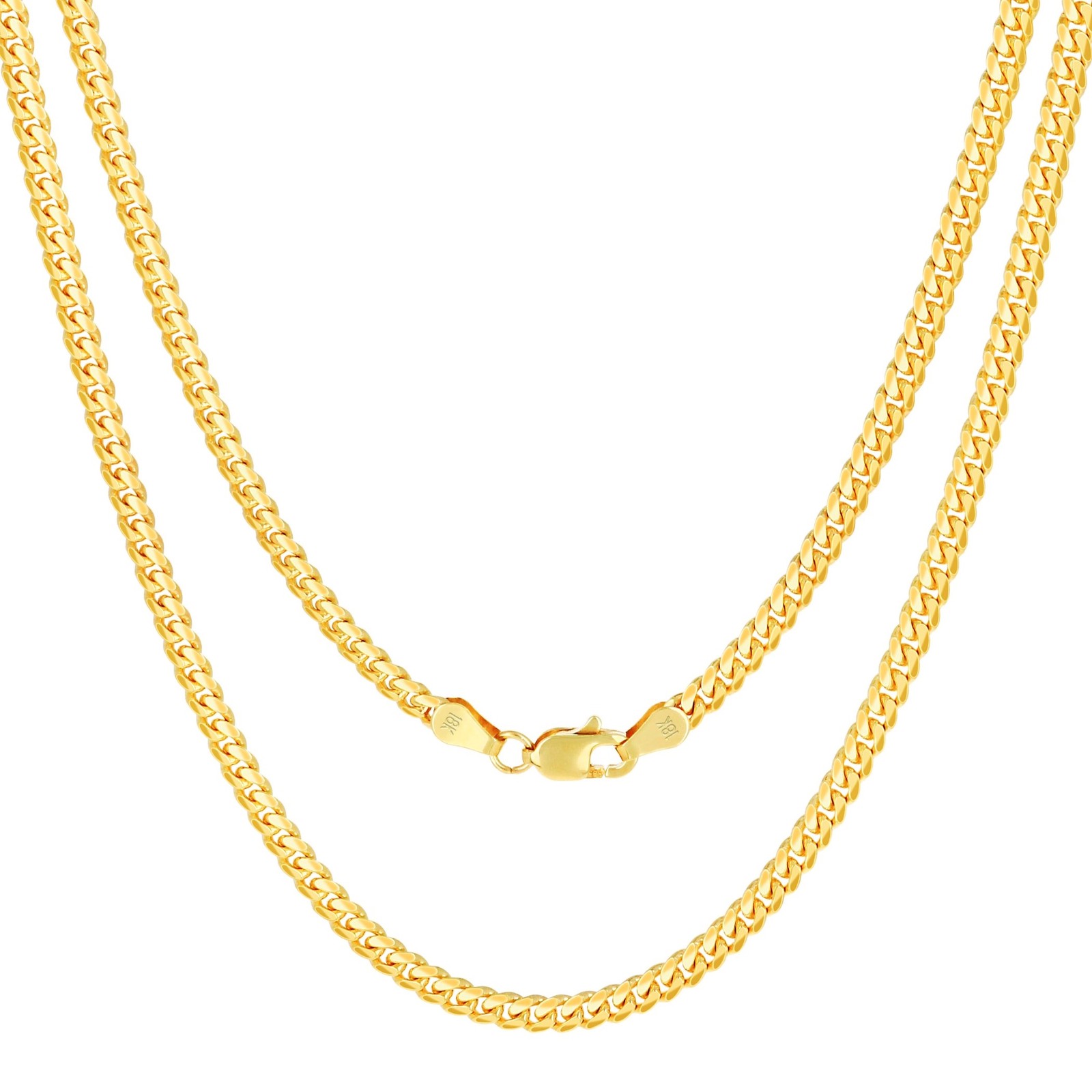 18K Yellow Gold Solid 2.7mm-7mm Miami Cuban Chain Necklace Mens Womens 16″-30″