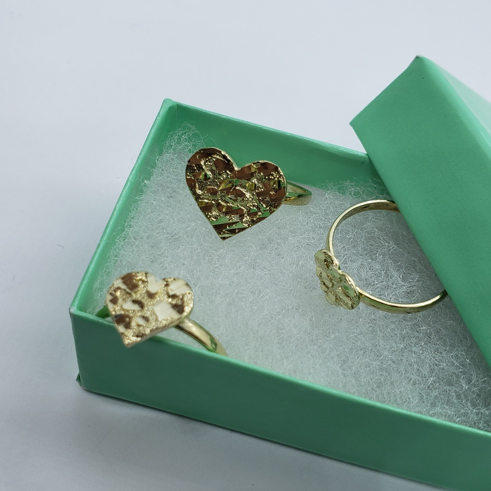 10K Yellow Solid Gold Flat Heart Nugget Ring Small Medium Large Ring Size 3-11