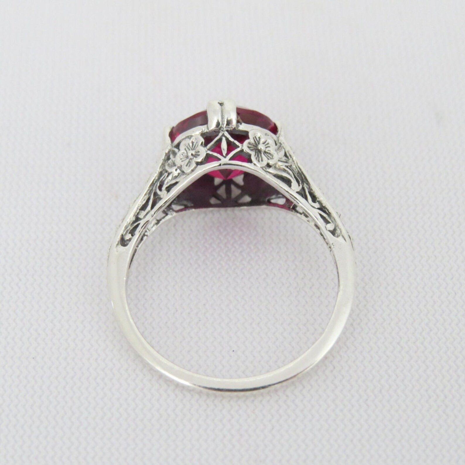 3.00 Ct Round Cut Natural Ruby Diamond Engagement Ring 14K Solid White Gold 6
