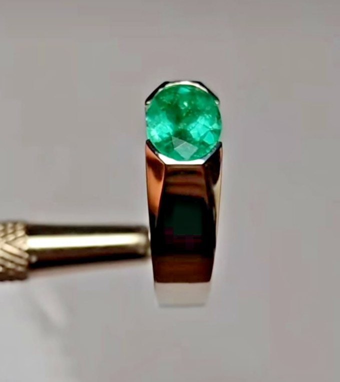 East-West Set 1.65Ct Lab-Created Emerald Solitaire Ring 14K White Gold Plated